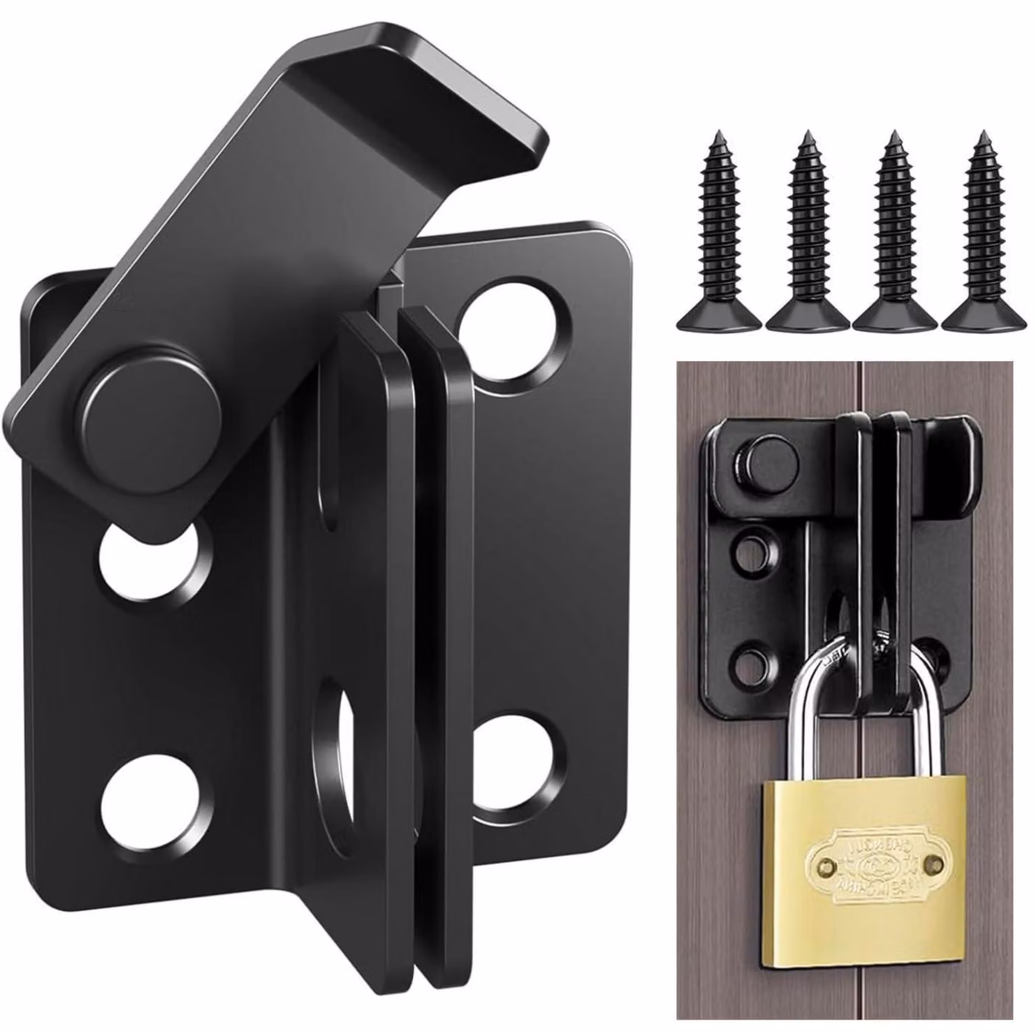 Serratura per porta in acciaio inossidabile, nera, 45 x 40 mm