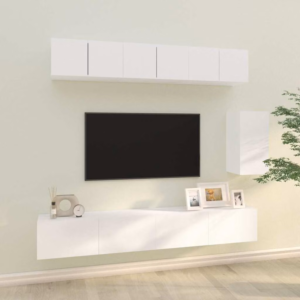 Set di mobili porta TV vidaXL in 6 pezzi bianco in legno e MDF per soggiorno