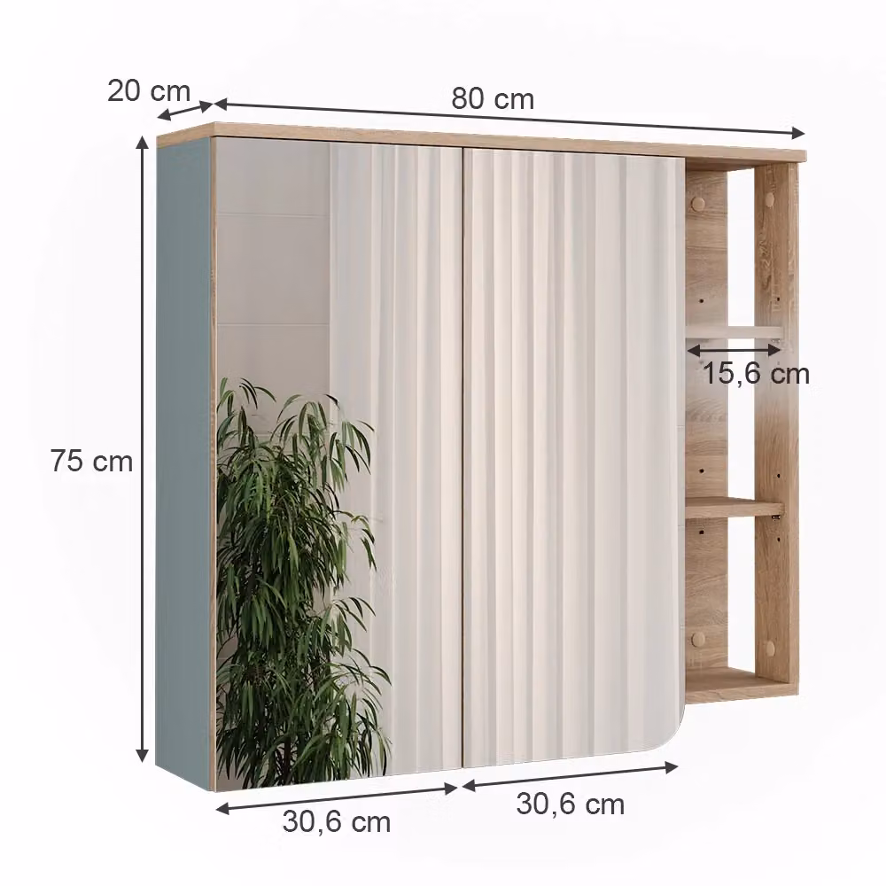 Mobile da bagno con specchio Karen Vicco colore Sonoma/Blu L: 80 cm, H: 75 cm – 2