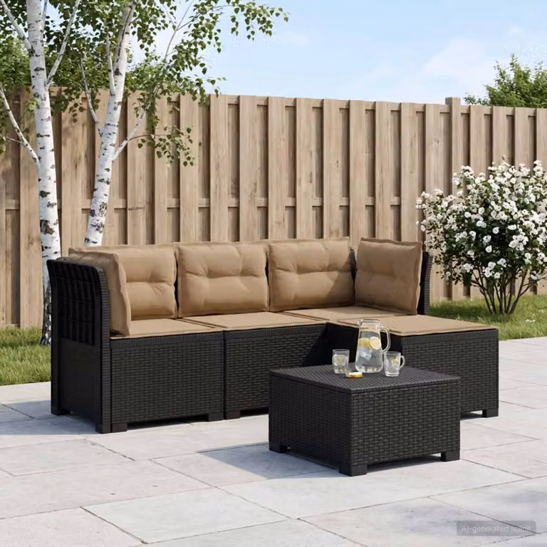 vidaXL Divano da giardino moderno a L con cuscini, colore antracite e beige, in rattan sintetico resistente ai raggi UV