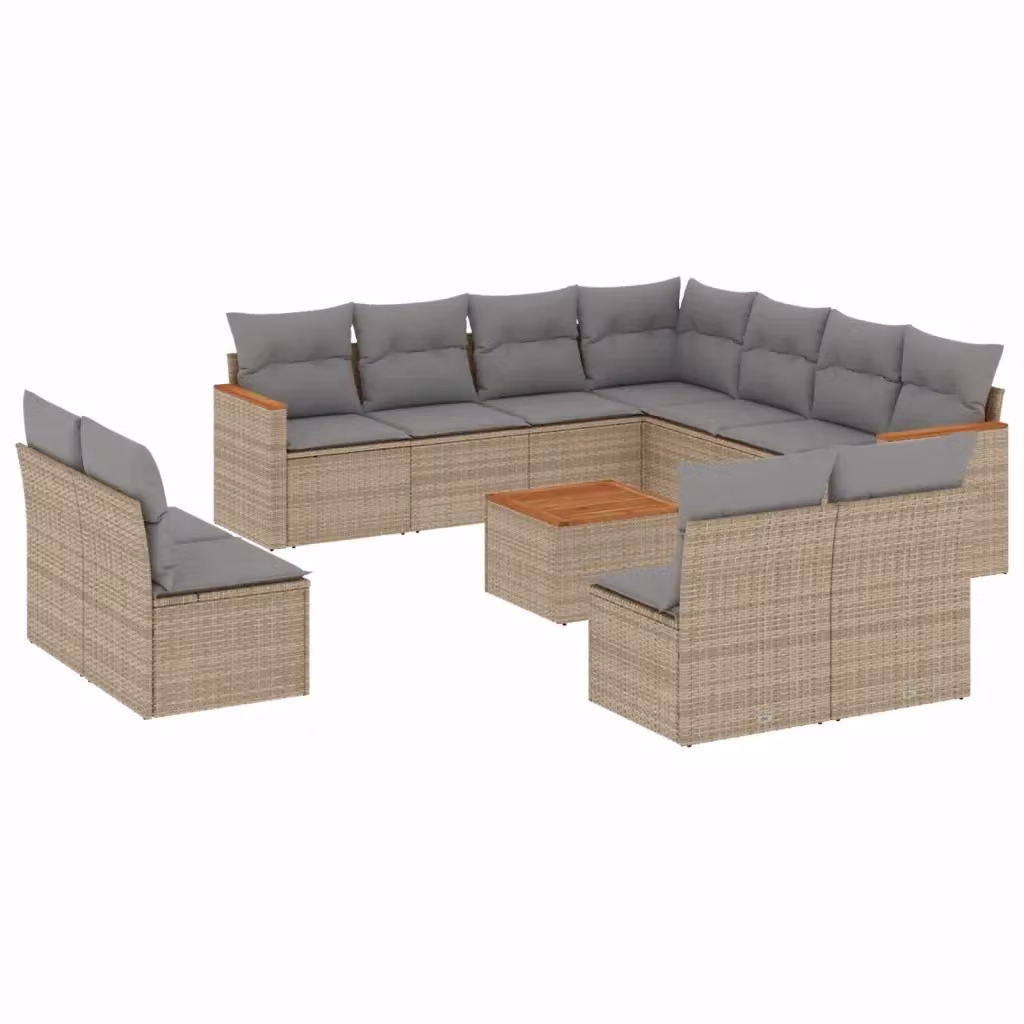 Set di divani da giardino VIDAXL in polyrattan con cuscini beige, composizione a L per 12 persone – 2