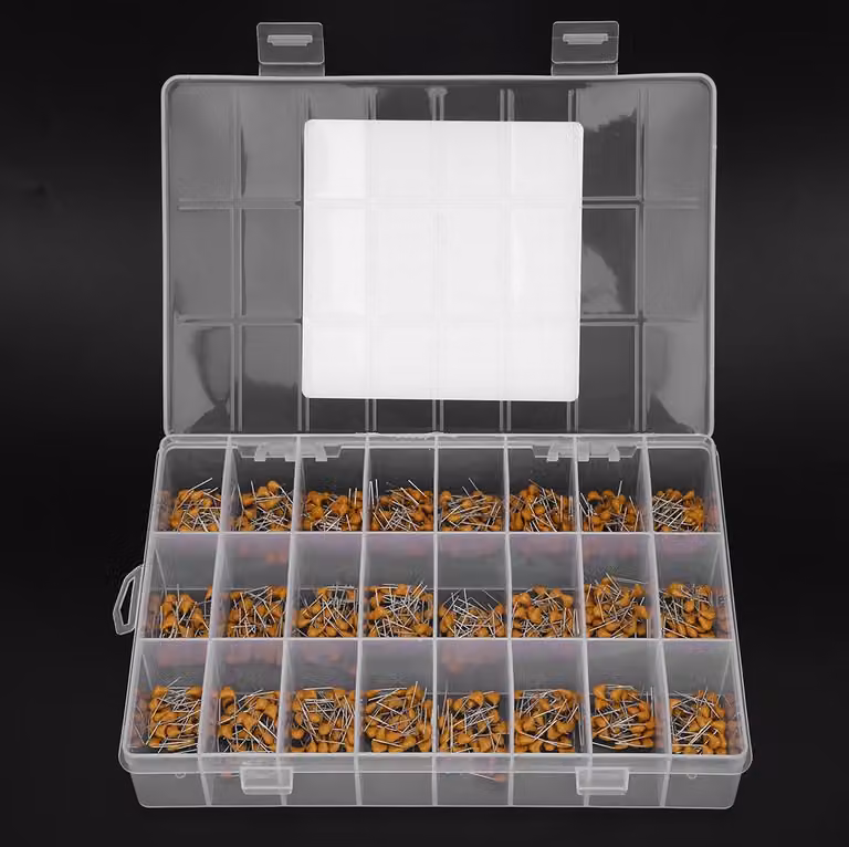 720Pcs 24 tipi di condensatori ceramici Kit di assortimento 0.1uf-100nf 50V con scatola di immagazzinaggio