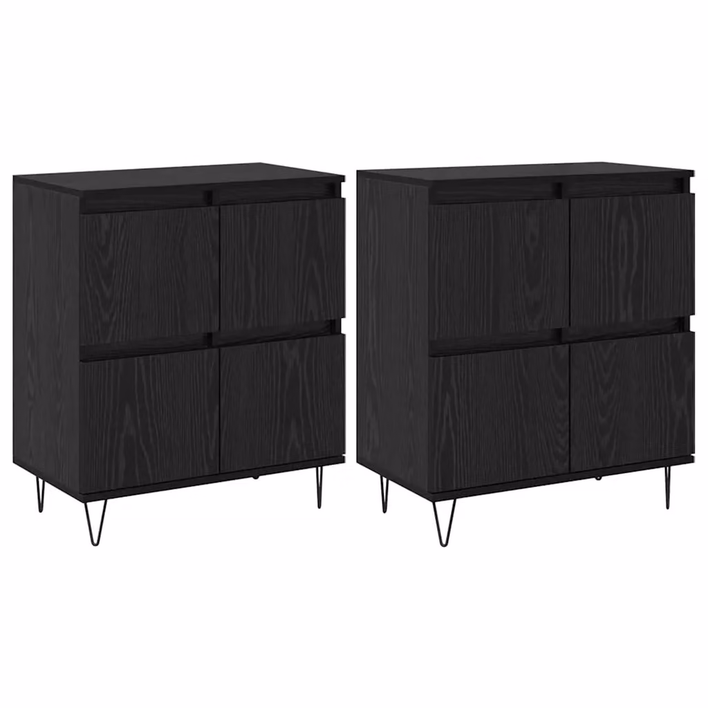 Set di 2 credenze moderne vidaXL in legno e metallo, colore rovere nero opaco, L 120 x P 35 x H 70 cm – 2