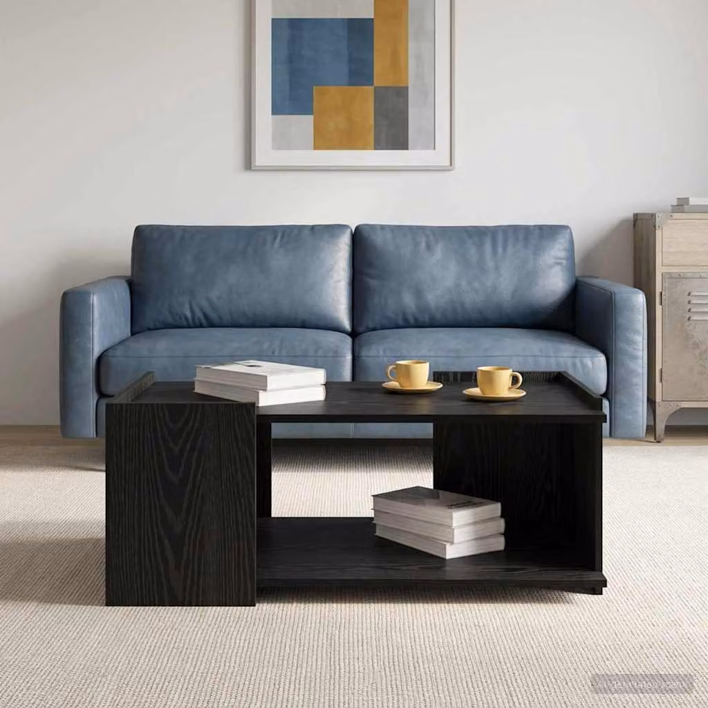 Maison Exclusive - Tavolino da caffè nero, finitura effetto legno di quercia, 90 x 50 x 33 cm, materiale: legno ingegnerizzato