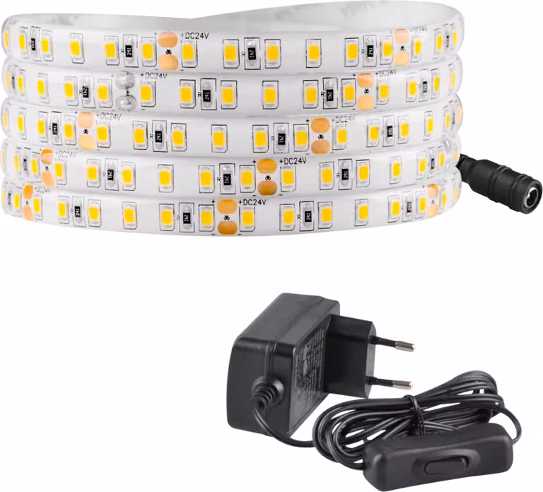 Set LED a striscia 24 V, 5 m, IP65, 4000 K, alimentatore, interruttore ON/OFF 319258 Polux