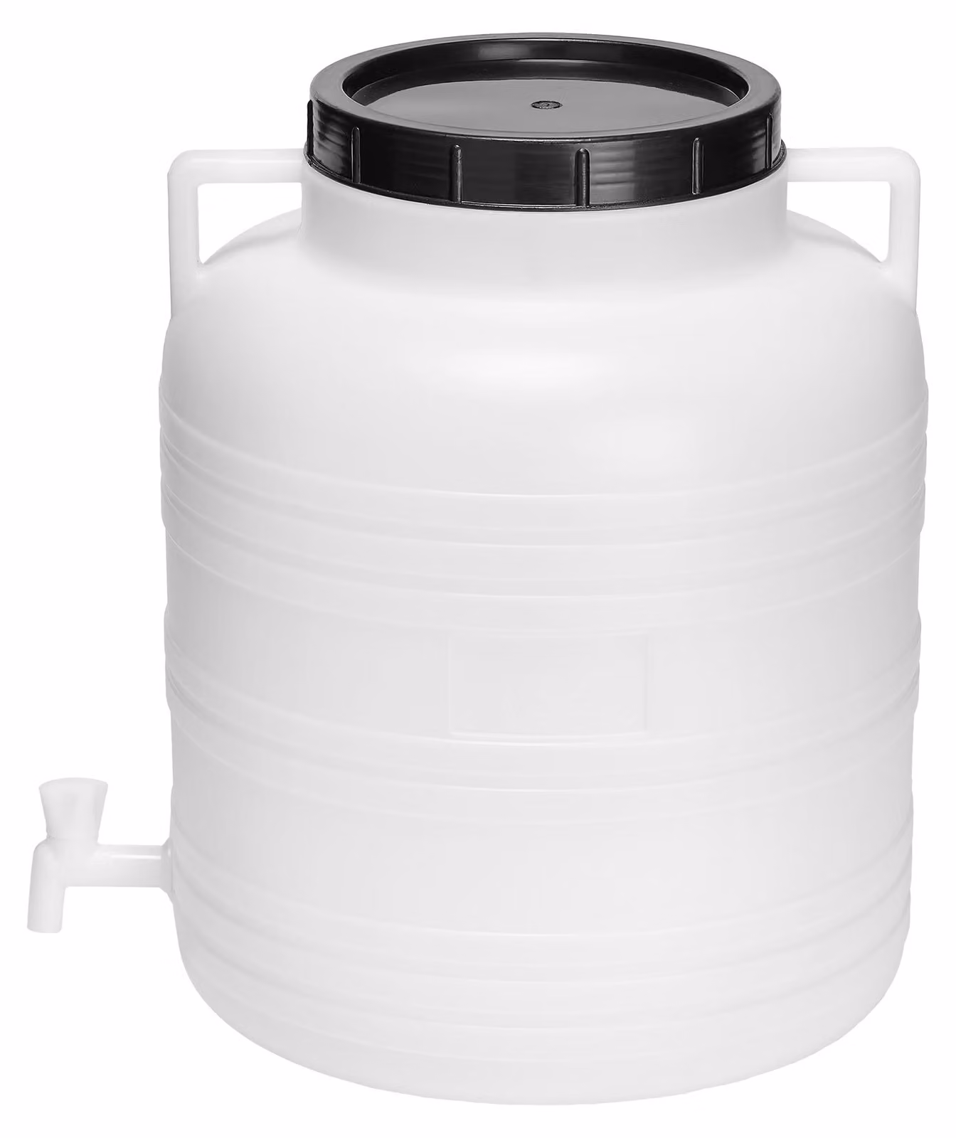 Garronda 60L Fusto in plastica Fusto da 60 litri senza BPA con coperchio e rubinetto Fusto a collo largo GD-0090, bianco