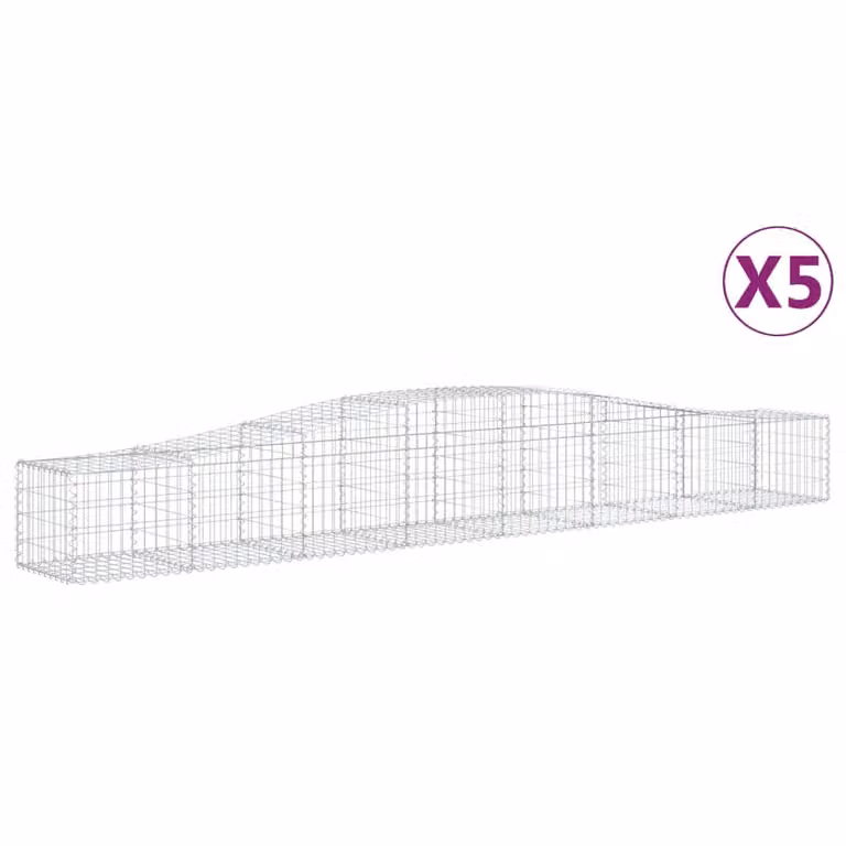 Cesti Gabbioni ad Arco 5 pz 400x50x40/60 cm Ferro Zincato