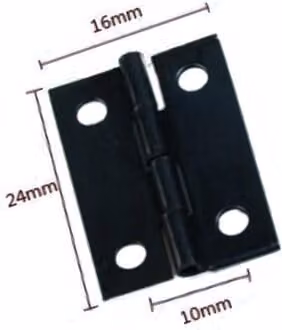 Set di 60 mini cerniere in ferro nero (24x16 mm)