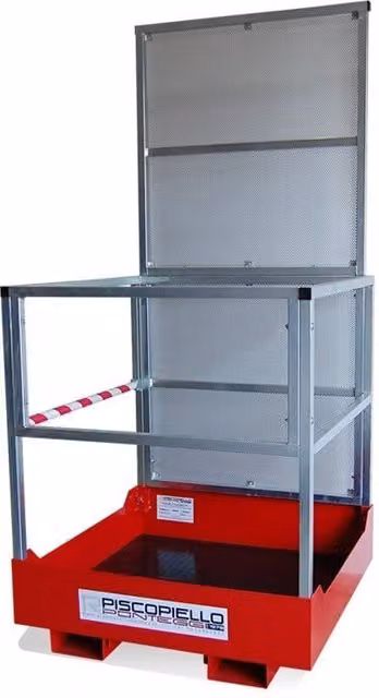 Cesta Porta Persone per Carrelli Elevatori Piscopiello Ponteggi in Acciaio Grigio e Rosso L/P/H: 197 x 90 x 70 cm