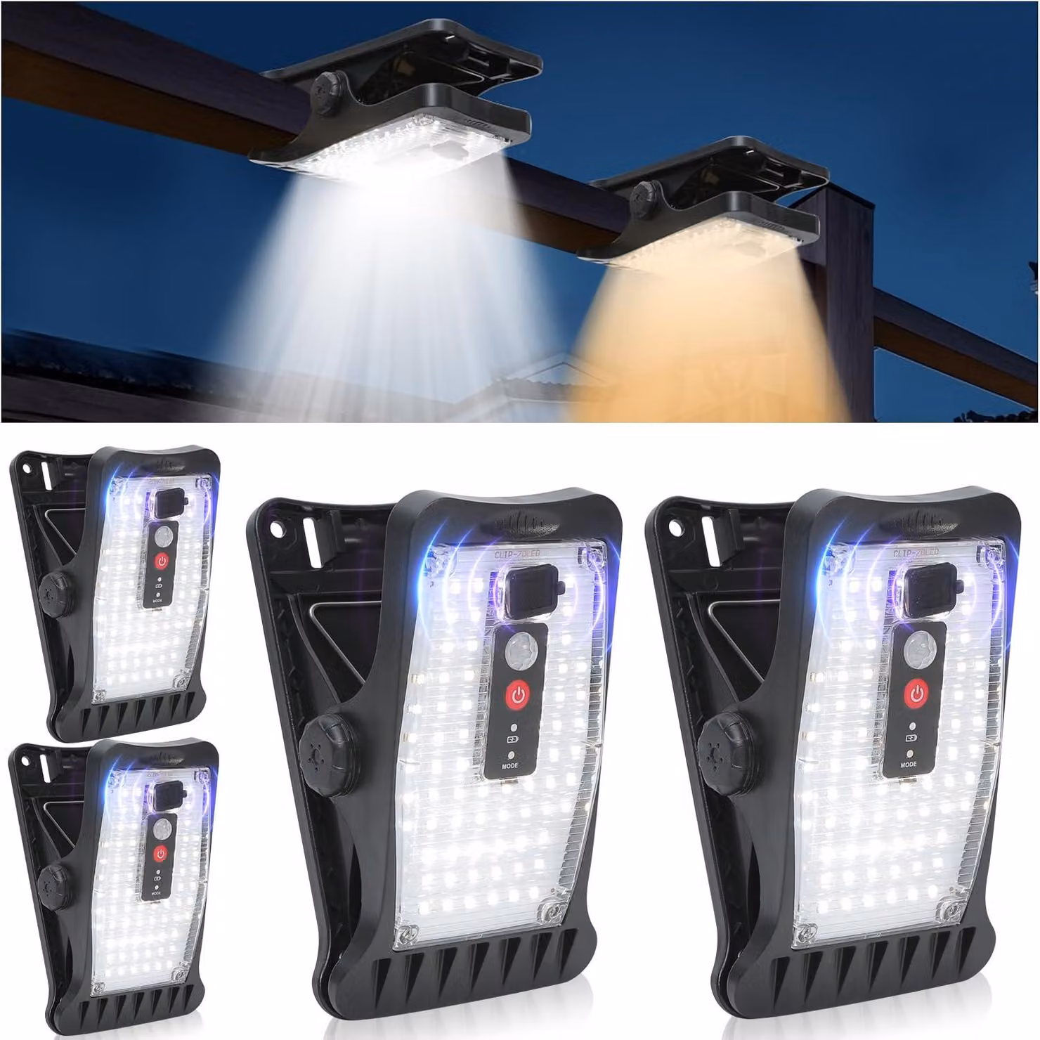 4 luci solari con sensore di movimento, 70 LED, 3 colori