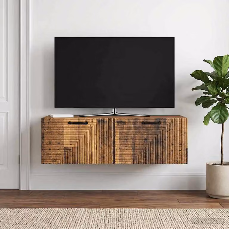 vidaXL Mobile Porta TV da Muro in Legno Antico Marrone L: 98 cm, P: 41 cm, H: 30 cm