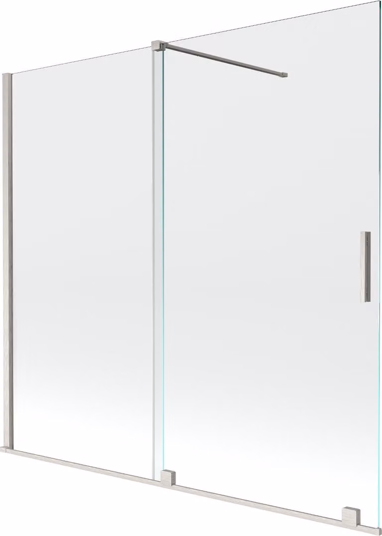 Mexen Velar paratia per vasca da bagno a 2 pannelli scorrevoli 170 x 150 cm, trasparente, nichel spazzolato - 896-170-000-01-97