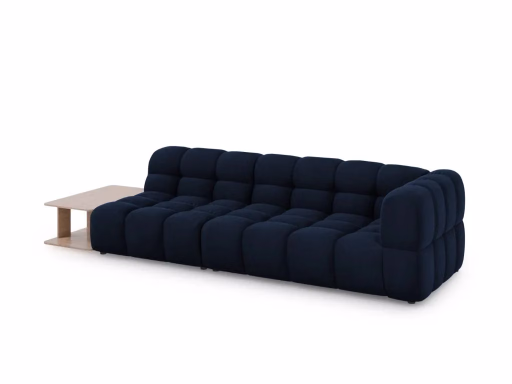 Divano modulare Sky di Cosmopolitan Design, modello a L con 4 posti, rivestimento in velluto blu, orientamento sinistro, L/P/H: 297 x 174 x 85 cm – 2