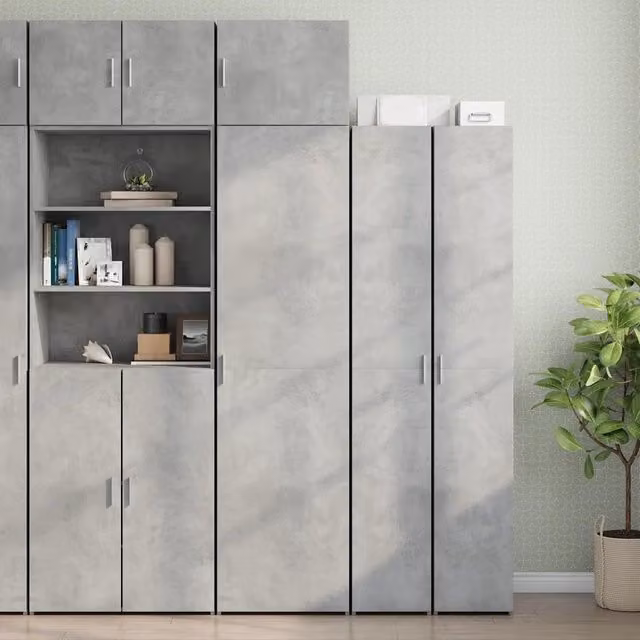 Mobile Sottile Grigio Cemento 50x42,5x225 cm in Truciolato 3281304