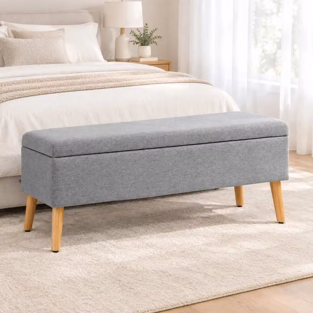 panca contenitore 110 x 39 x 45 cm grigia – seduta con coperchio sollevabile