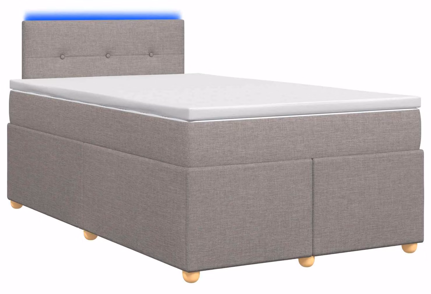 Letto a molle con materasso Taupe 120 x 190 cm in tessuto
