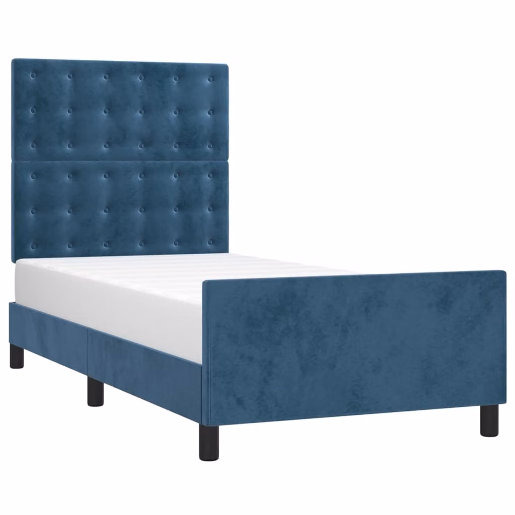 Giroletto senza Materasso Blu Scuro 90x190 cm in Velluto