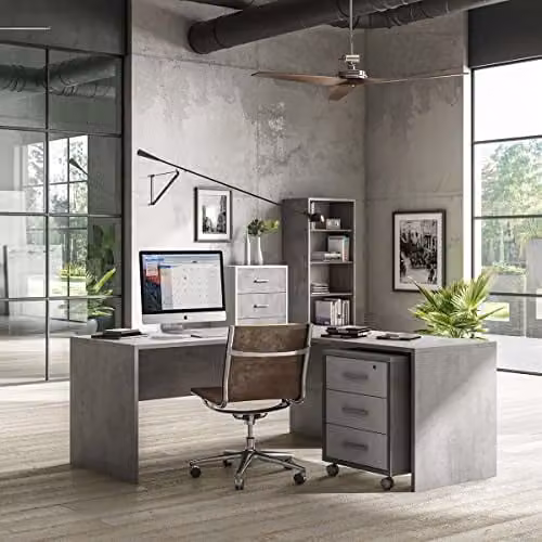 Scrivania angolare ad angolo DESTRO H76 L180 P169 Cm colore Cemento 6301k
