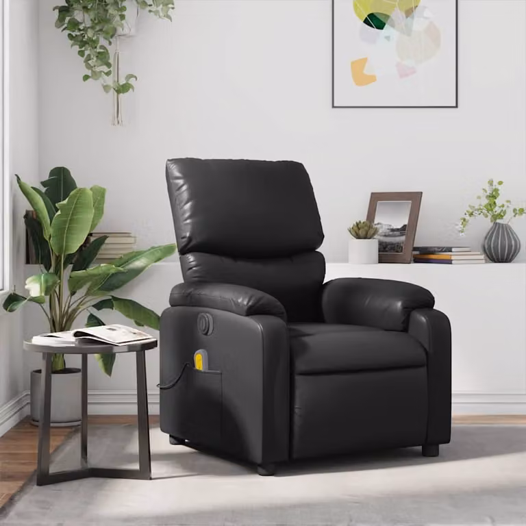 vidaXL Poltrona Relax Reclinabile Moderna in Similpelle Nera con Braccioli