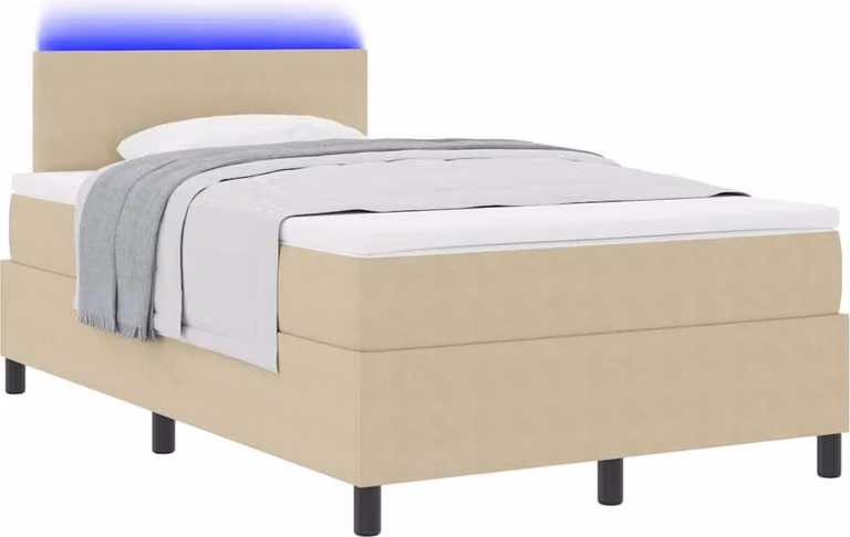 Letto a Sorgente LED Grigio chiaro e bianco 120 x 190 cm