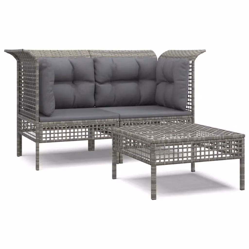 Set di Divani da Giardino a L con Cuscini vidaXL Grigio – 2