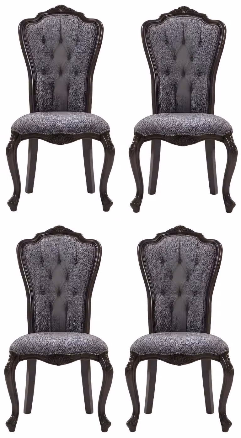 Sedia, colore nero, stile classico, struttura in legno, schienale morbido, nuova
