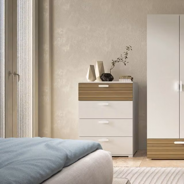 Cassettiera Damascena DMORA con 4 cassetti in Rovere Rigato Marrone, L/P/H: 39,0 x 70,0 x 98,0 cm – 1