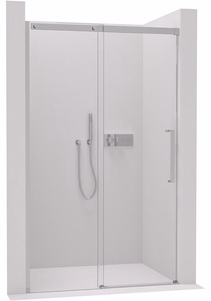 CERANO - Porta scorrevole per doccia Lantono L/P - 8 mm - Soft-Close - cromata, vetro trasparente - 120x195 cm - CONFEZIONE APERTA