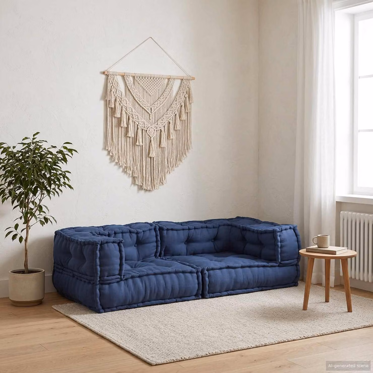 vidaXL Unità di Divano Modulare 3 pz in Tessuto Blu L/P/H: 140 x 70 x 36 cm