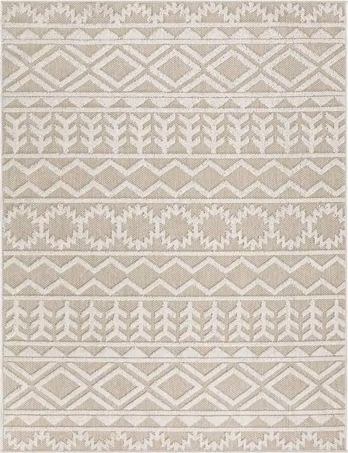 Tappeto Munico beige con effetto alto-basso e frange L: 340 cm, P: 240 cm