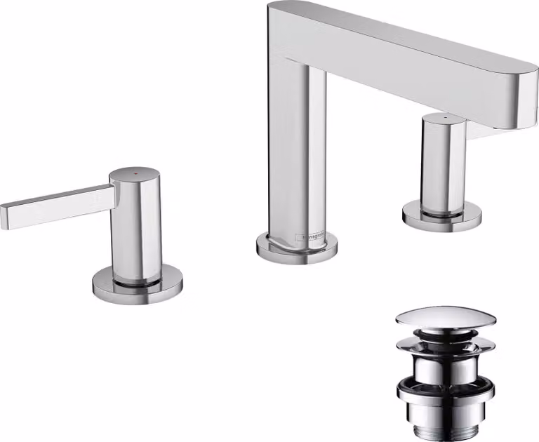 hansgrohe Finoris robinetterie de lavabo 3 trous 110 avec vidage Push-Open, portée 169mm, 76033000, 76033000