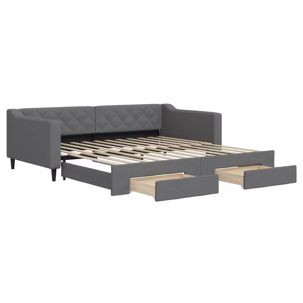 Divano Letto Estraibile con Cassetti vidaXL in Tessuto Grigio L: 100 cm, P: 200 cm – 2