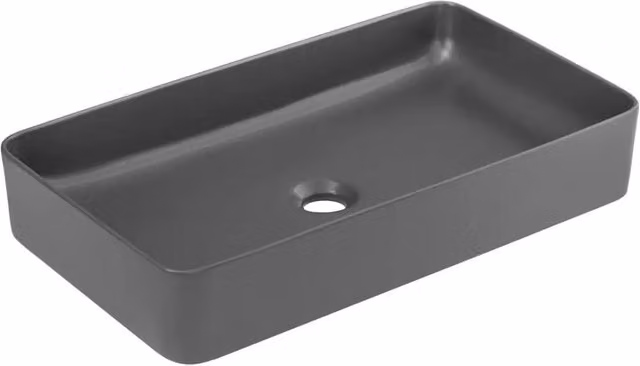 Lavabo da appoggio rettangolare 61x34 cm in ceramica grigio opaco