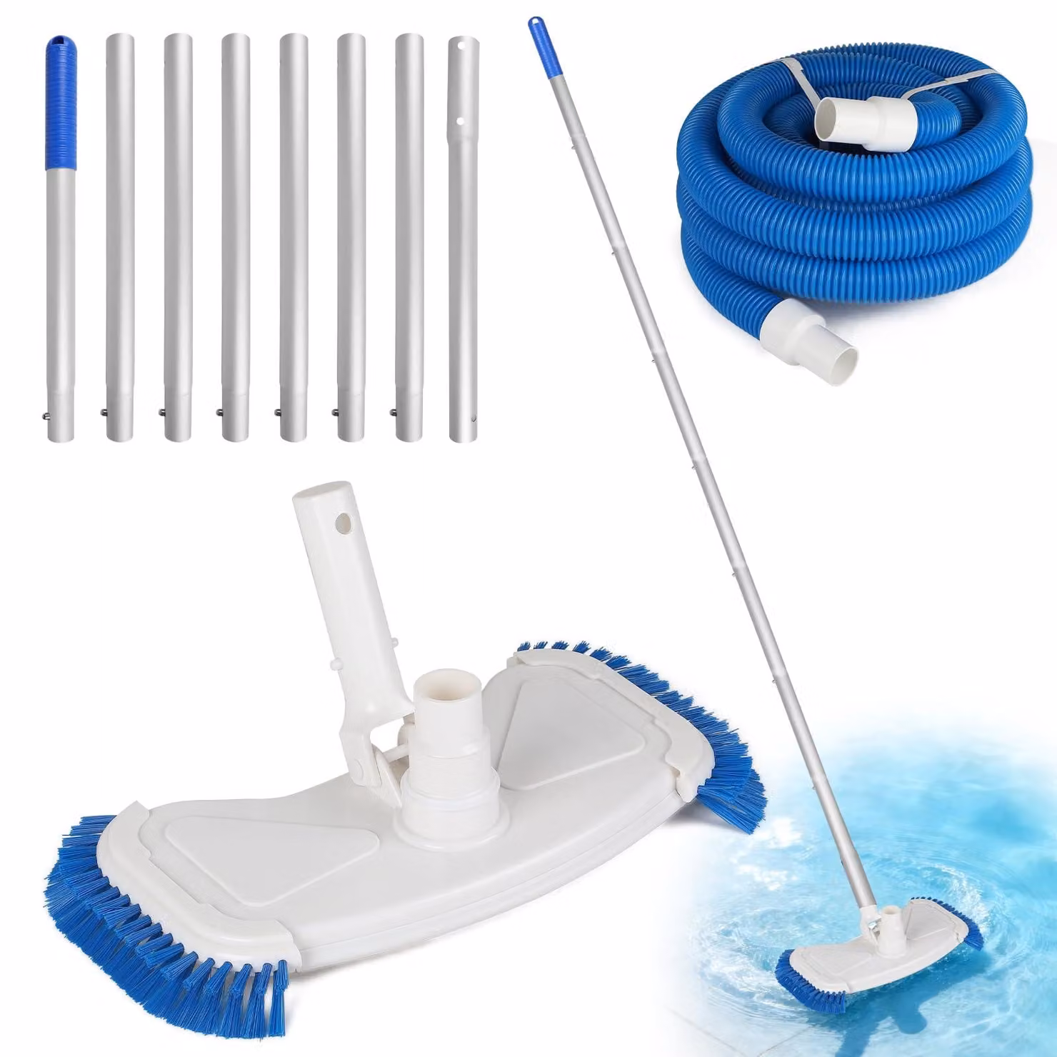 Aspirapolvere manuale per piscine - Tubo da 7,5 metri, diametro 38 mm - Tubo autogonfiabile