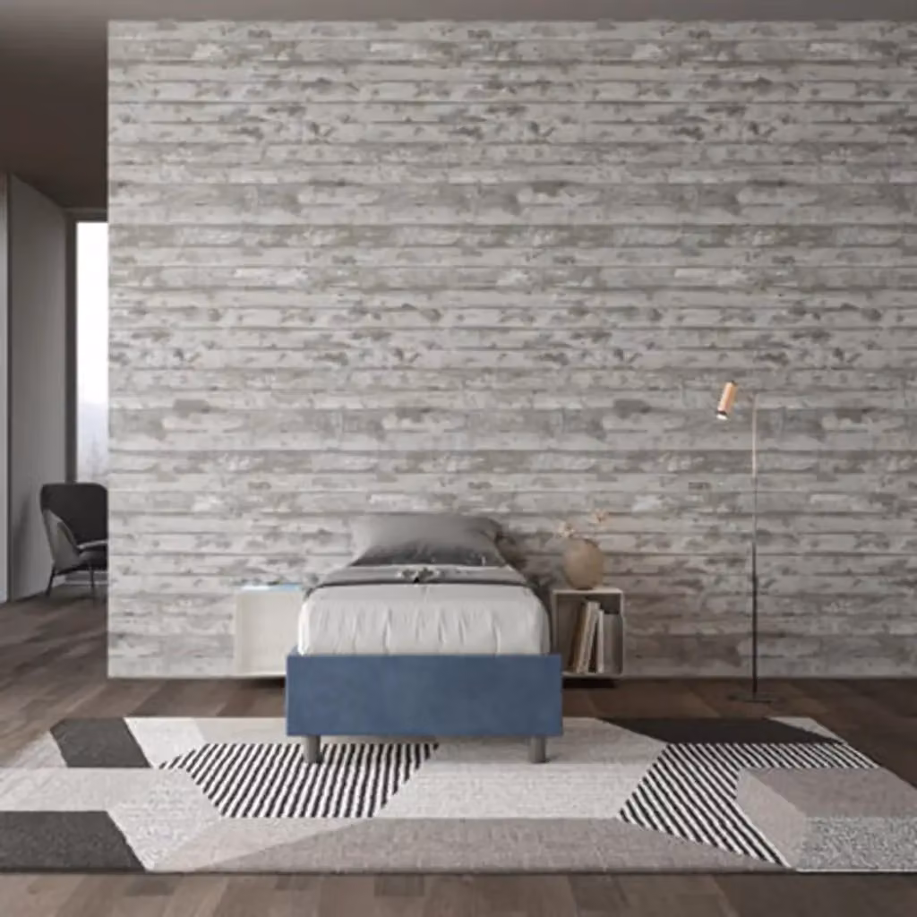 Letto singolo contenitore imbottito Azelia Ityhome in microfibra blu L: 90 cm, P: 210 cm – 2