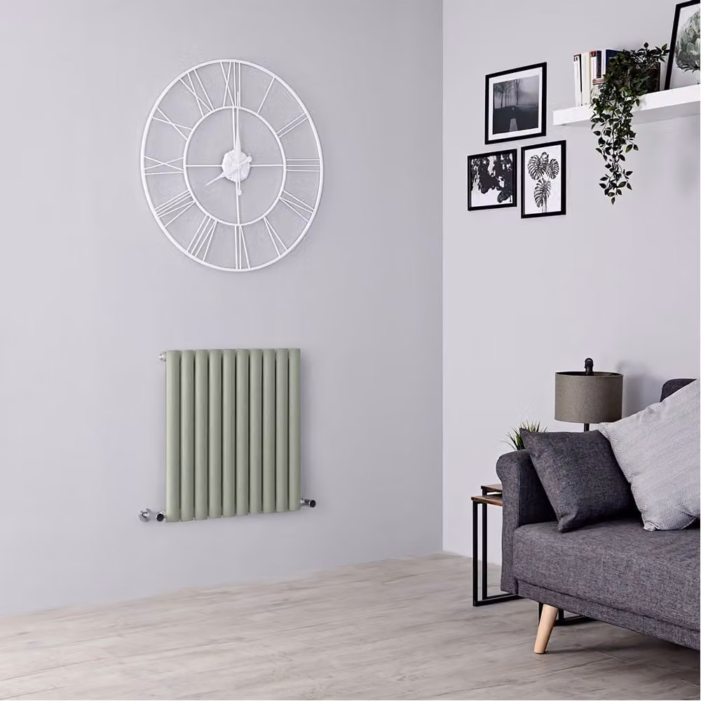 Radiatore di Design Orizzontale  Verde (Sage Leaf Green) -  635mm x 590mm  - Pannello Singolo  - Revive