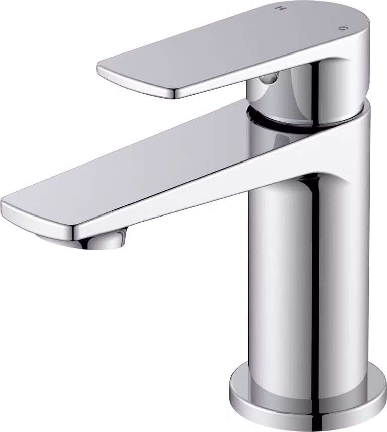 Miscelatore monocomando per lavabo, finitura cromata, in ottone, completo di gruppo di scarico