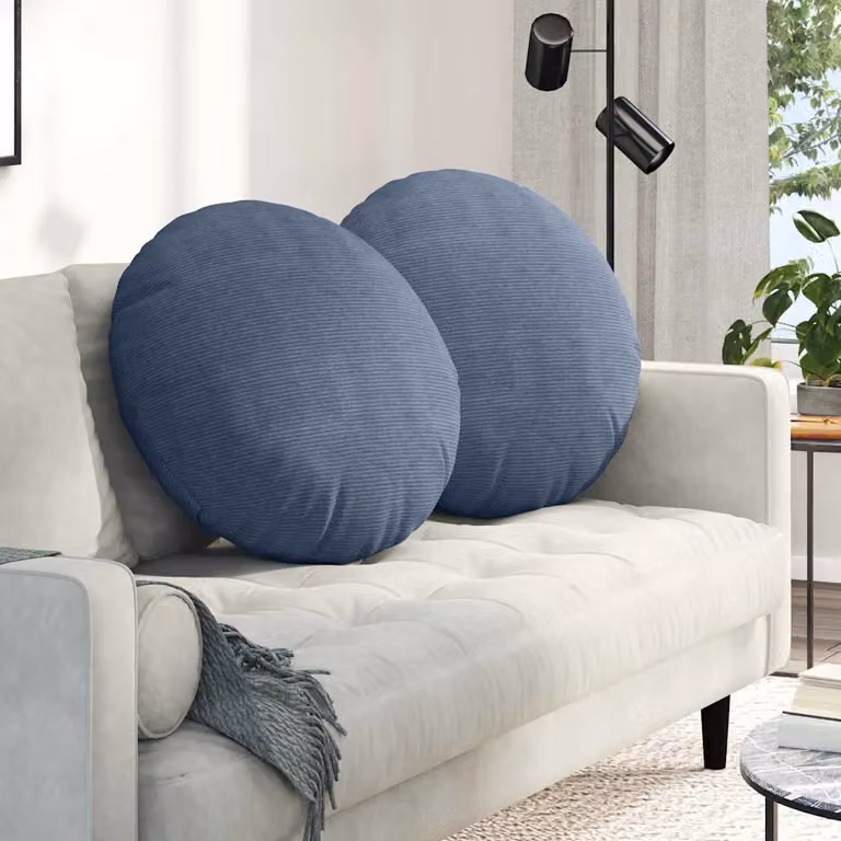Set di 2 cuscini rotondi per seduta vidaXL in tessuto a coste blu, Ø 80 cm