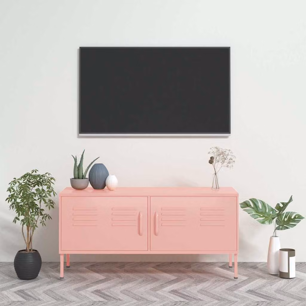 vidaXL Carrello Mobile per TV in Acciaio Rosa L 105 cm x P 35 cm x H 50 cm
