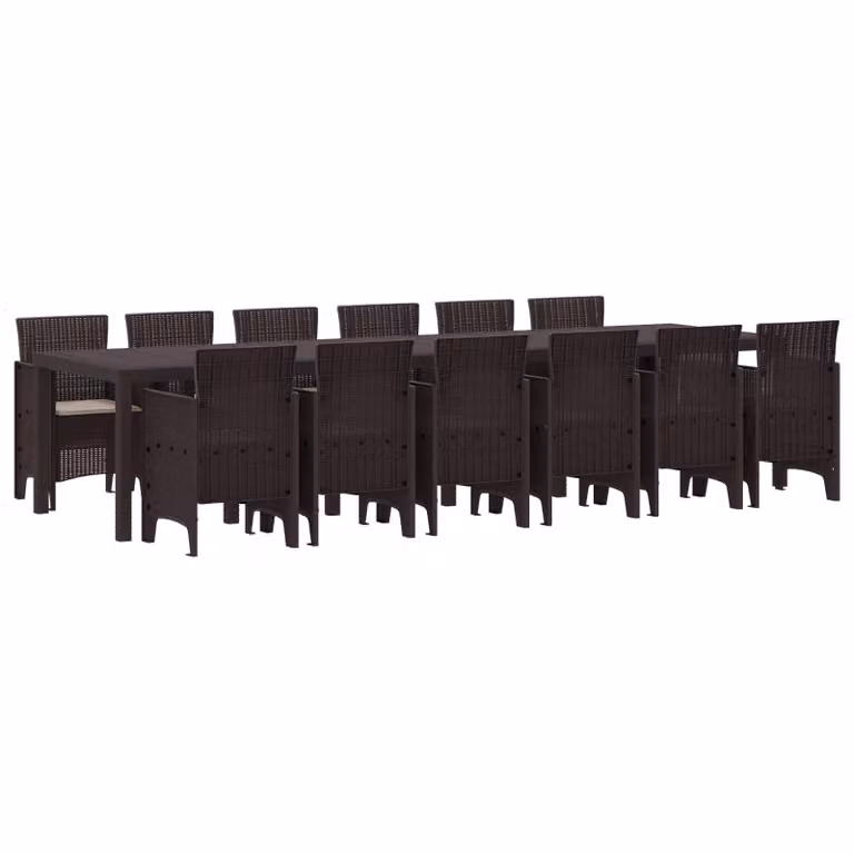 vidaXL Set da Pranzo per Giardino 13 pz Marrone Rattan Polt
