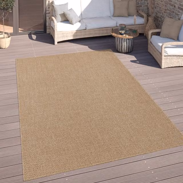 Tappeto per interni ed esterni Luccara beige con motivo a spina di pesce, L: 150 cm, P: 80 cm
