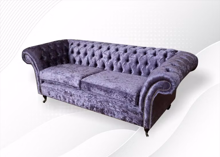 Lila Polster Sitz Couch 3 Sitzer Garnitur Sofa Sofas Couchen Samt Dreisitzer