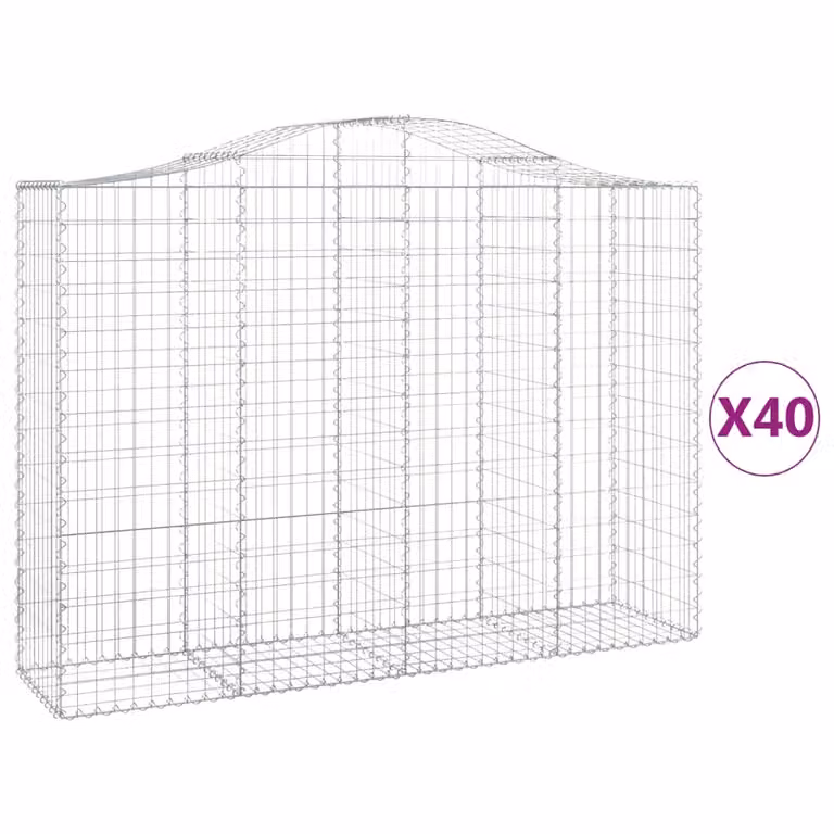 Cesti Gabbioni ad Arco 40 pz 200x50x140/160 cm Ferro Zincato