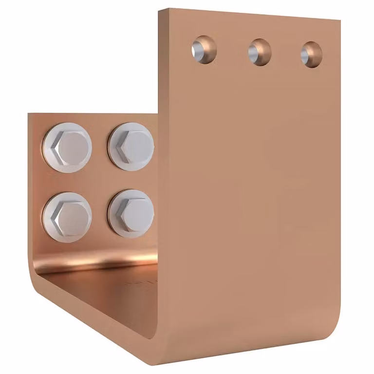 Barra collettrice ABN CU 80x10 mm, unipolare 1600 A, piegata 188x138 mm, forata con accessori di montaggio XAS991D
