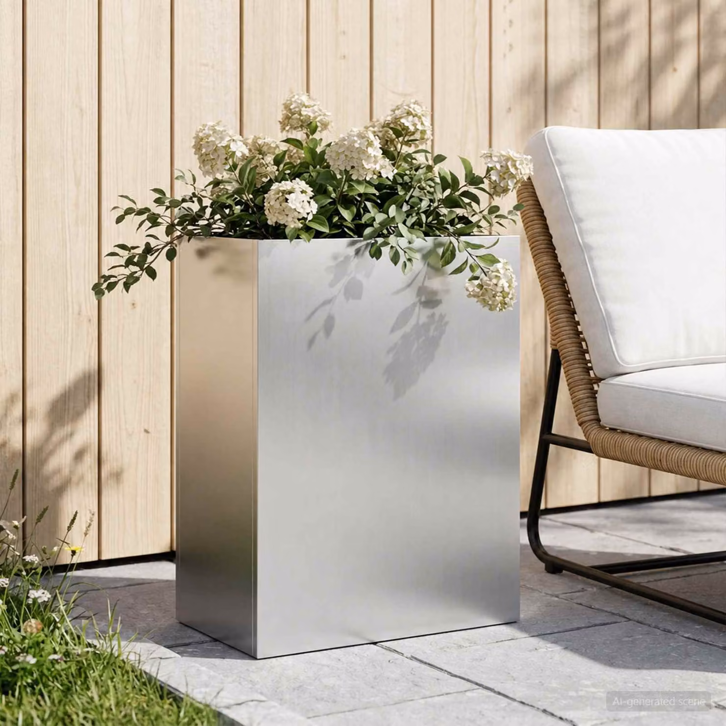 Vaso da giardino vidaXL in acciaio zincato argento L: 40 cm, P: 20 cm, H: 50 cm