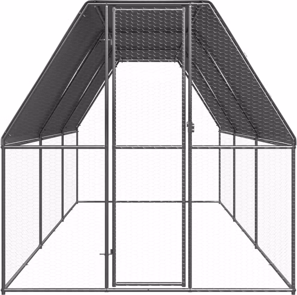 Gabbia per Polli da Esterno 2x6x2 m in Acciaio Zincato