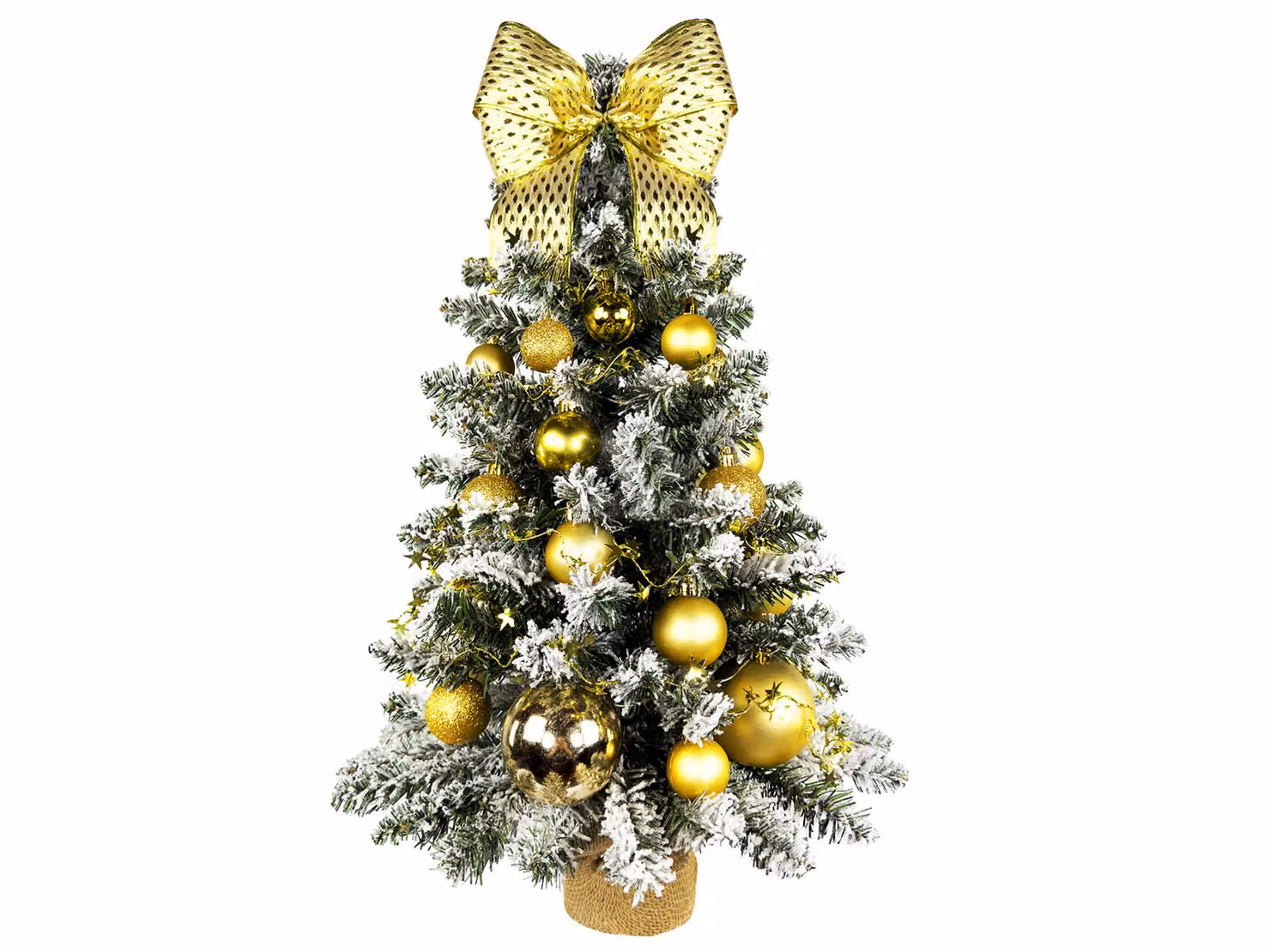 Albero di Natale artificiale decorato NATALE D'ORO 60 cm con illuminazione a LED IN VASO