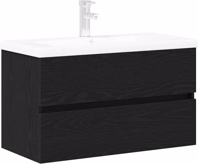 Mobile Lavabo | Armadio per Lavabo da Bagno Rovere Nero 80 x 39 x 62 cm
