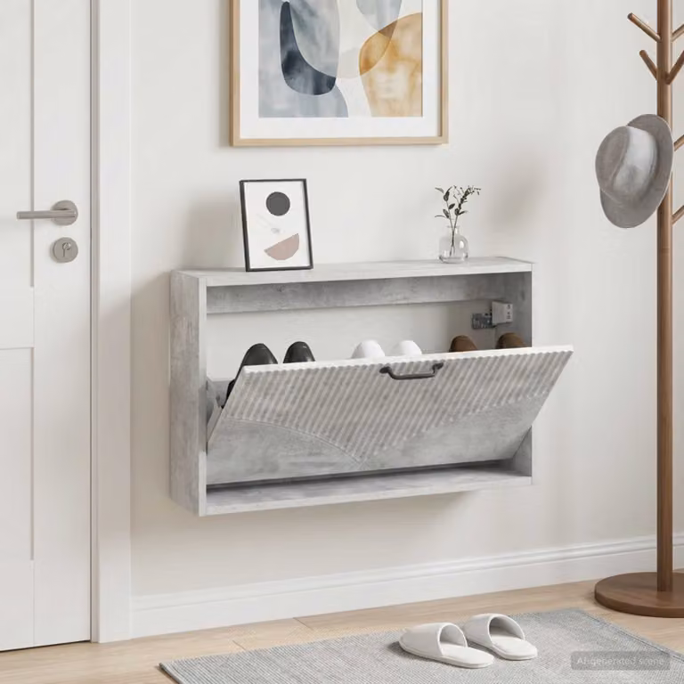 vidaXL Mobiletto per Scarpe da Muro HOORN Moderno con Scomparti Basculanti, L: 71 cm, P: 17 cm, H: 43 cm