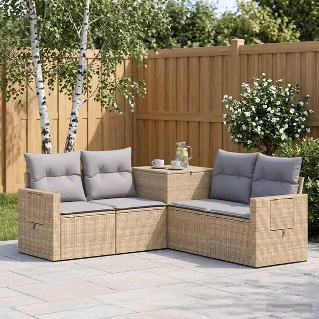 Set di divani 5 pz Beige e Grigio Chiaro 179 x 179 x 85 cm 3447885